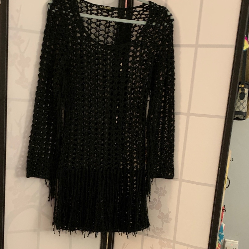 Black Crochet Fringe Dress